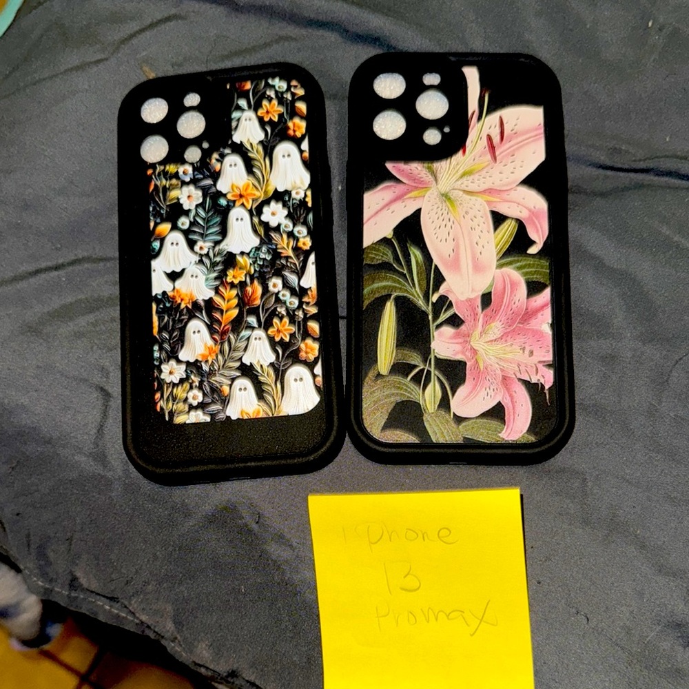Black Floral and Ghost iPhone 13 Pro Max Cases